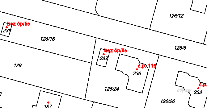 Borek 43547222 na parcele st. 237 v KÚ Borek nad Labem, Katastrální mapa