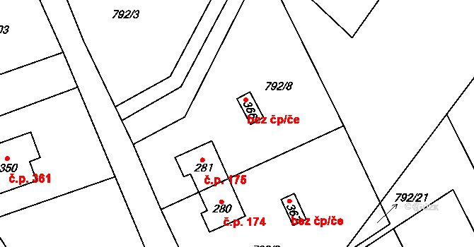 Obecnice 44473222 na parcele st. 366 v KÚ Obecnice, Katastrální mapa