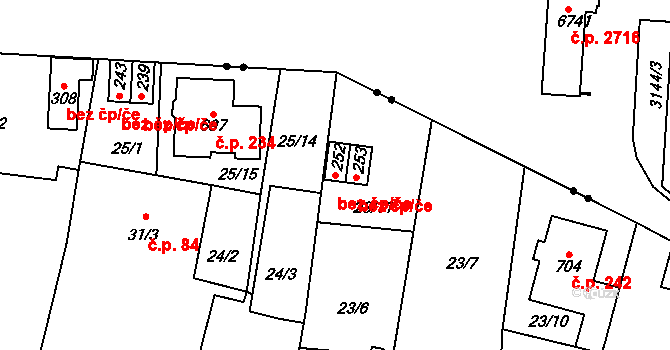 Pardubice 46753222 na parcele st. 252 v KÚ Nové Jesenčany, Katastrální mapa