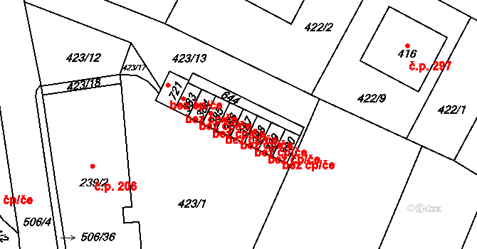 Nižbor 46973222 na parcele st. 387 v KÚ Nižbor, Katastrální mapa