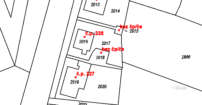 Hlubočky 47291222 na parcele st. 2018 v KÚ Hlubočky, Katastrální mapa
