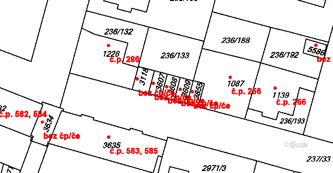 Trutnov 48529222 na parcele st. 3608 v KÚ Trutnov, Katastrální mapa