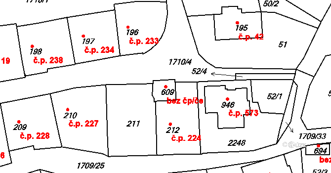 Skalná 49044222 na parcele st. 609 v KÚ Skalná, Katastrální mapa