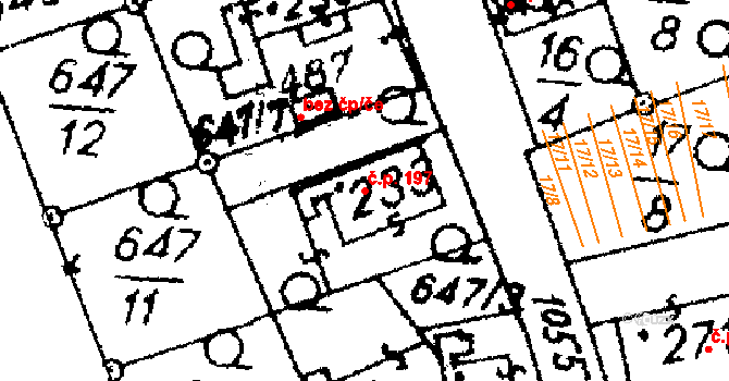Hrochův Týnec 197 na parcele st. 233 v KÚ Hrochův Týnec, Katastrální mapa
