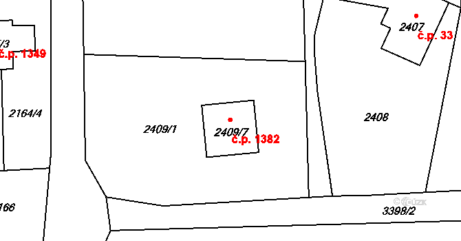 Poruba 1382, Orlová na parcele st. 2409/7 v KÚ Poruba u Orlové, Katastrální mapa