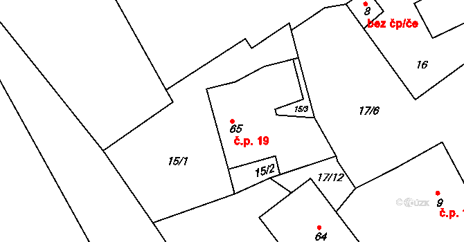 Vračovice 19, Vračovice-Orlov na parcele st. 65 v KÚ Vračovice, Katastrální mapa