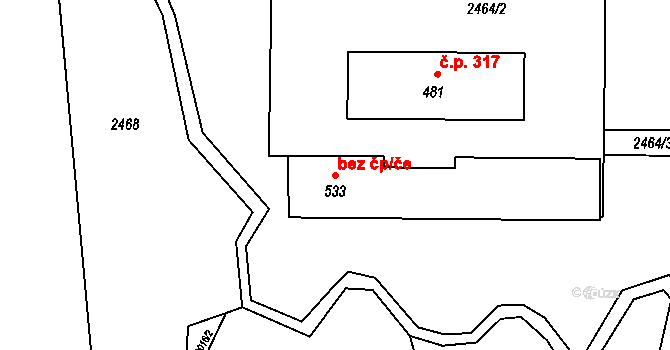 Mrákotín 82370222 na parcele st. 533 v KÚ Mrákotín u Telče, Katastrální mapa