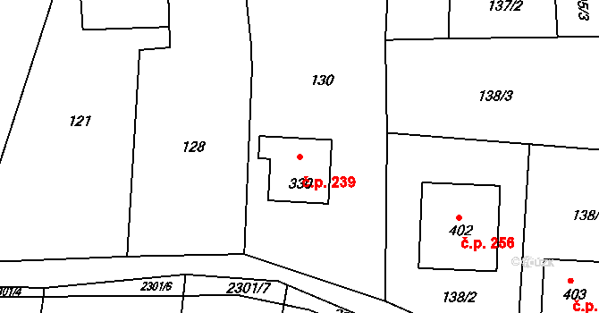 Košetice 239 na parcele st. 330 v KÚ Košetice, Katastrální mapa