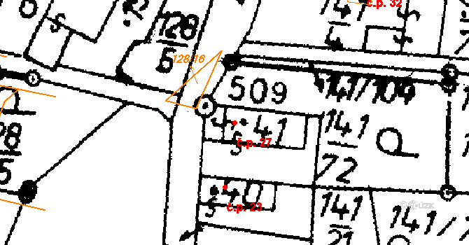 Zvíkovské Podhradí 27 na parcele st. 41 v KÚ Zvíkovské Podhradí, Katastrální mapa