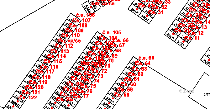 Žatec 68 na parcele st. 2405/3 v KÚ Žatec, Katastrální mapa