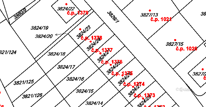 Chotěboř 1376 na parcele st. 3824/21 v KÚ Chotěboř, Katastrální mapa
