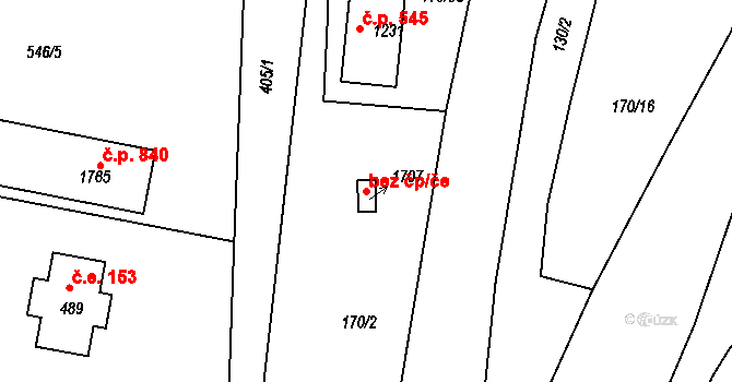 Vrané nad Vltavou 97095222 na parcele st. 1707 v KÚ Vrané nad Vltavou, Katastrální mapa
