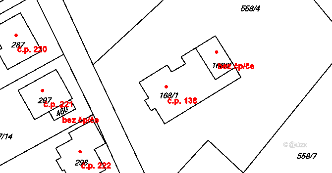 Jenišovice 138 na parcele st. 168/1 v KÚ Jenišovice u Jablonce nad Nisou, Katastrální mapa