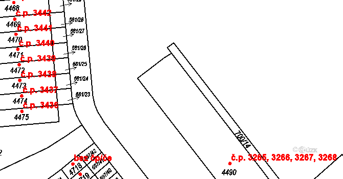 Jablonec nad Nisou 3265,3266,3267,3268 na parcele st. 4490 v KÚ Jablonec nad Nisou, Katastrální mapa