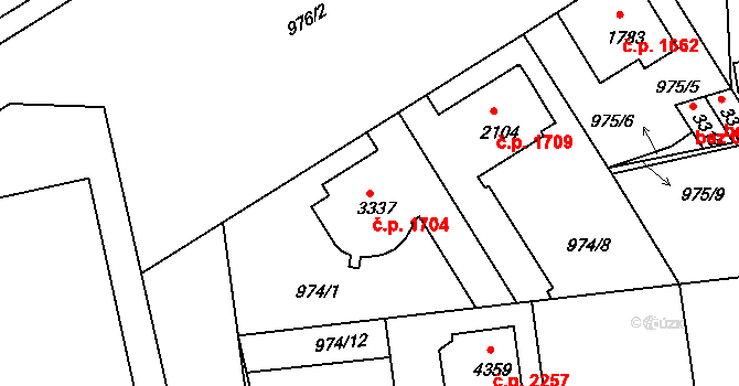 Nymburk 1704 na parcele st. 3337 v KÚ Nymburk, Katastrální mapa