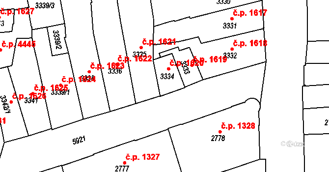 Jihlava 1620 na parcele st. 3334 v KÚ Jihlava, Katastrální mapa