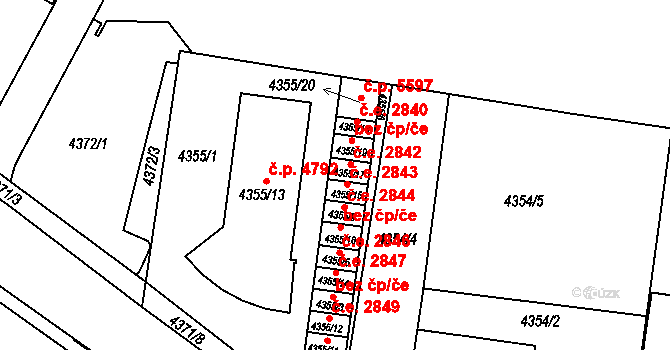 Jihlava 2842 na parcele st. 4355/17 v KÚ Jihlava, Katastrální mapa