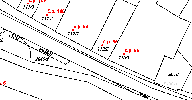 Troubky 55, Troubky-Zdislavice na parcele st. 112/2 v KÚ Troubky, Katastrální mapa
