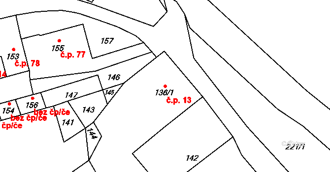 Janovice 13, Rýmařov na parcele st. 136/1 v KÚ Janovice u Rýmařova, Katastrální mapa