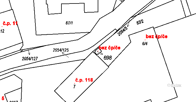 Merklín 146038223 na parcele st. 698 v KÚ Merklín u Přeštic, Katastrální mapa