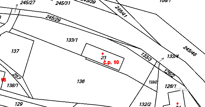 Ploužnice 10, Lomnice nad Popelkou na parcele st. 23 v KÚ Ploužnice pod Táborem, Katastrální mapa