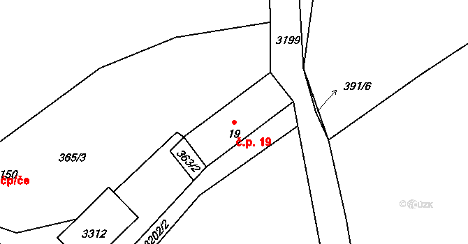 Přízeř 19, Rožmberk nad Vltavou na parcele st. 19 v KÚ Horní Jílovice, Katastrální mapa