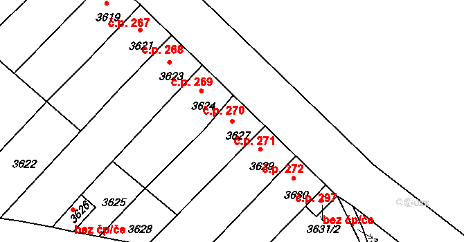 Mimoň I 271, Mimoň na parcele st. 3627 v KÚ Mimoň, Katastrální mapa