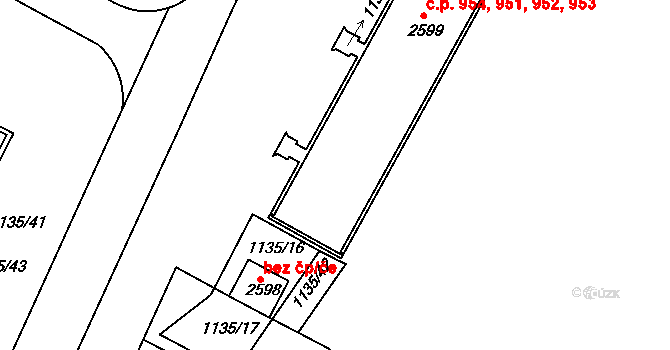 Valdické Předměstí 951,952,953,954, Jičín na parcele st. 2599 v KÚ Jičín, Katastrální mapa