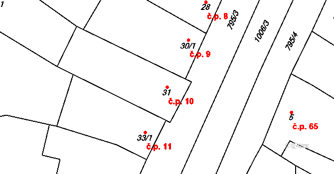 Kobeřice 10, Hradčany-Kobeřice na parcele st. 31 v KÚ Kobeřice, Katastrální mapa