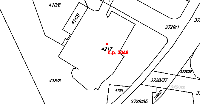 Břeclav 3048 na parcele st. 4217 v KÚ Břeclav, Katastrální mapa