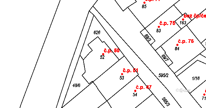 Jeníkov 50 na parcele st. 52 v KÚ Jeníkov u Duchcova, Katastrální mapa