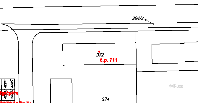 Letovice 711 na parcele st. 372 v KÚ Letovice, Katastrální mapa