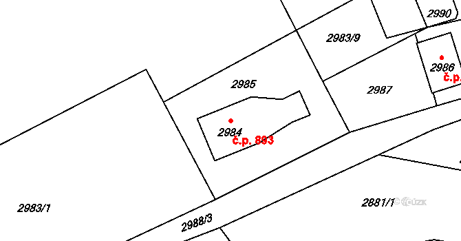 Vendryně 893 na parcele st. 2984 v KÚ Vendryně, Katastrální mapa