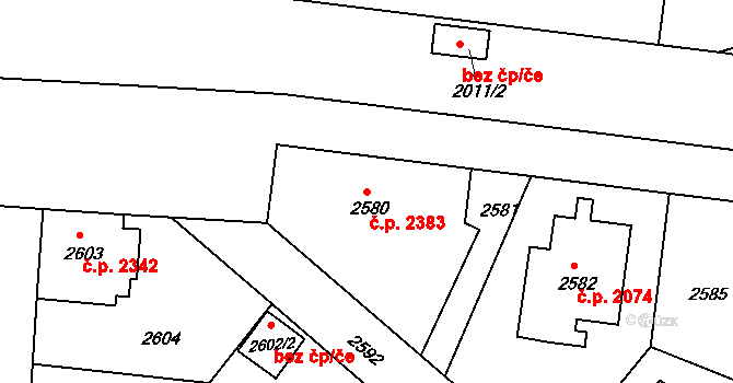 Žižkov 2383, Praha na parcele st. 2580 v KÚ Žižkov, Katastrální mapa
