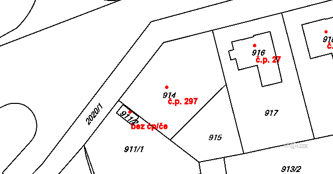 Lhotka 297, Praha na parcele st. 914 v KÚ Lhotka, Katastrální mapa