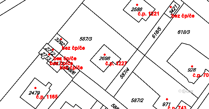 Vrchlabí 1227 na parcele st. 2698 v KÚ Vrchlabí, Katastrální mapa