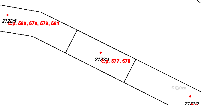 České Budějovice 3 576,577, České Budějovice na parcele st. 2122/4 v KÚ České Budějovice 3, Katastrální mapa