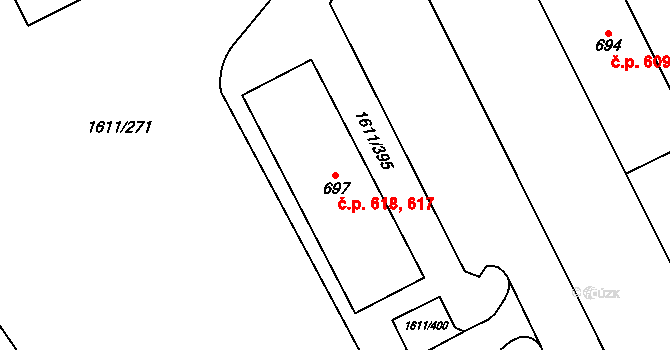 Rotava 617,618 na parcele st. 697 v KÚ Rotava, Katastrální mapa