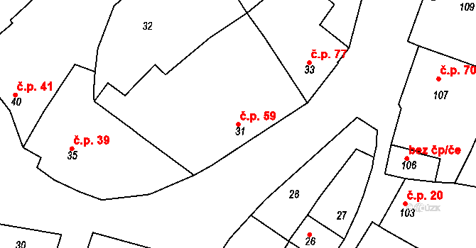 Sentice 59 na parcele st. 31 v KÚ Sentice, Katastrální mapa