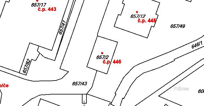 Pokratice 446, Litoměřice na parcele st. 657/2 v KÚ Pokratice, Katastrální mapa