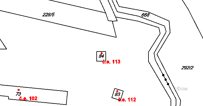 Vicmanov 113, Mukařov na parcele st. 84 v KÚ Vicmanov, Katastrální mapa