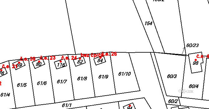 Hubenov 26, Borotice na parcele st. 84 v KÚ Hubenov u Borotic, Katastrální mapa