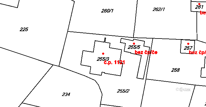 Řevnice 1121 na parcele st. 255/3 v KÚ Řevnice, Katastrální mapa