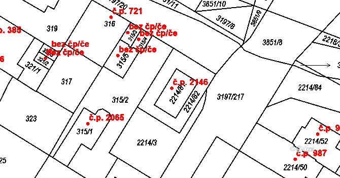 Bolevec 2146, Plzeň na parcele st. 2214/81 v KÚ Bolevec, Katastrální mapa