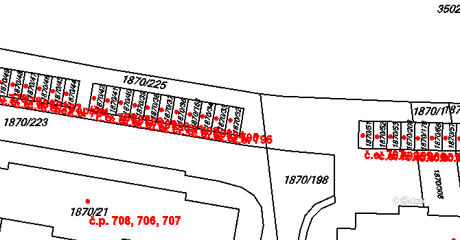 Vyškov-Předměstí 796, Vyškov na parcele st. 1870/32 v KÚ Vyškov, Katastrální mapa