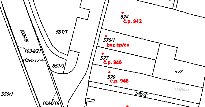 Brumov 946, Brumov-Bylnice na parcele st. 577 v KÚ Brumov, Katastrální mapa