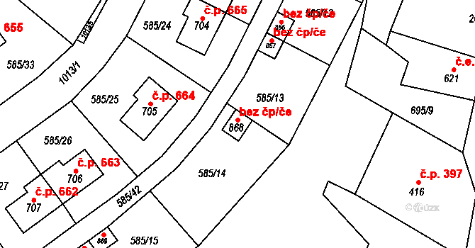 Kovářská 39118223 na parcele st. 868 v KÚ Kovářská, Katastrální mapa