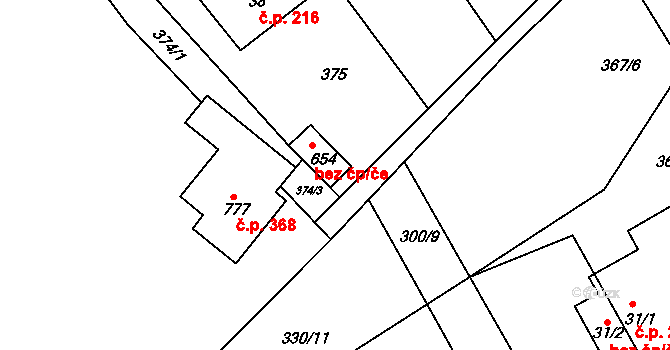 Lučina 40344223 na parcele st. 654 v KÚ Lučina, Katastrální mapa