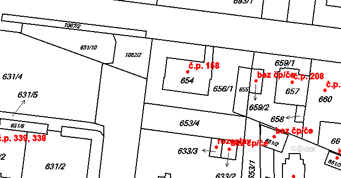 Praha 40448223 na parcele st. 653/6 v KÚ Čimice, Katastrální mapa
