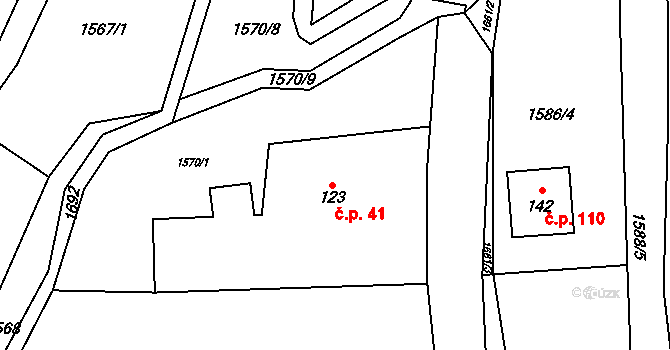 Kochavec 41, Rokytnice na parcele st. 123 v KÚ Kochavec, Katastrální mapa
